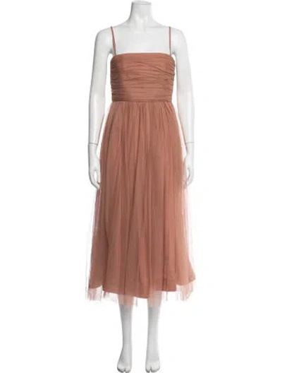 Pre-owned Zimmermann Strapless Midi Length Dress W/ Tags In Brown