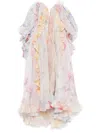 Zimmermann Crush Ruffled Off-the-shoulder Linen-silk Gown In Pink