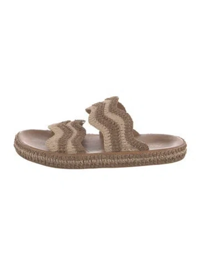 Pre-owned Zimmermann Straw Striped Slides In Neutral