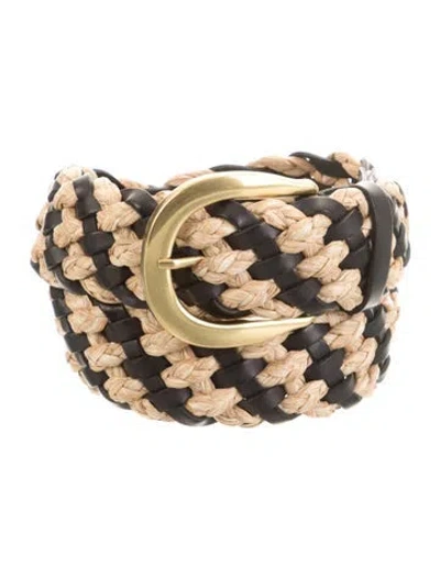 Pre-owned Zimmermann Straw Waist Belt In Black/neutrals