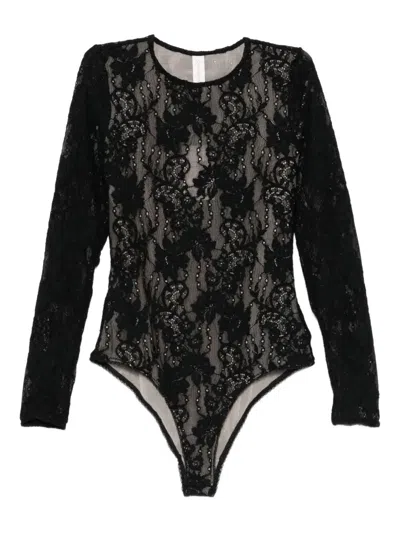 Zimmermann Stretch Lace Bodysuit In Black