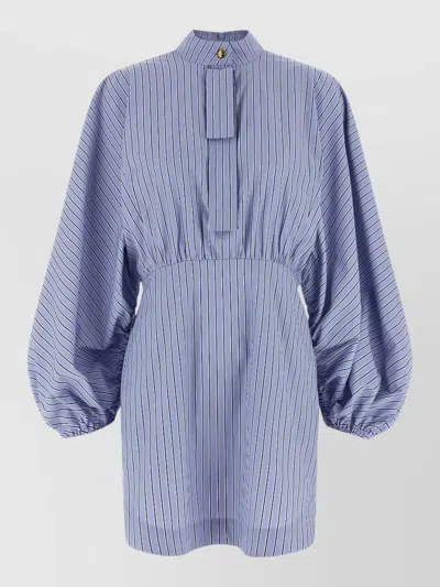 Zimmermann Stripe Mini Dress Long Sleeves Drawstring In Purple