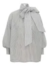 Zimmermann Pussy-bow Striped Cotton And Silk-blend Blouse In Pattern