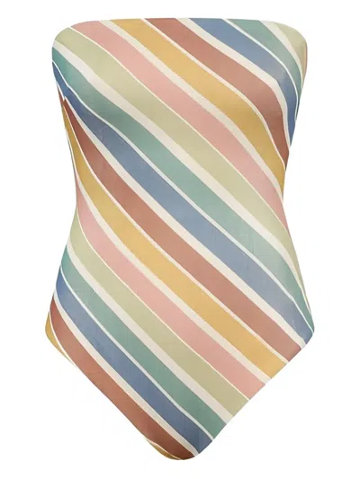 Zimmermann Everley Metallic Stripe One-piece Swimsuit In Multicolor