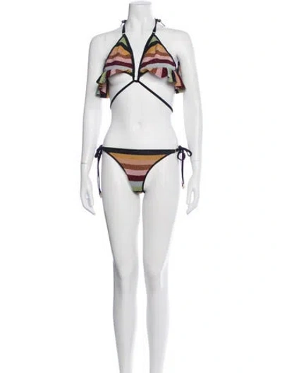 Pre-owned Zimmermann Striped Bikini In Blue