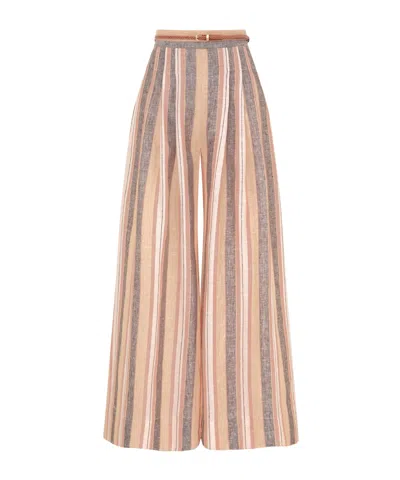 Zimmermann Striped Casual Pants In Pink
