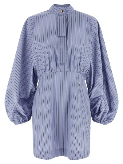 Zimmermann Striped Cotton Poplin Dress In Blue