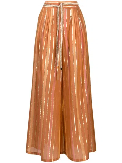 Zimmermann Striped Drawstring Trousers In Red