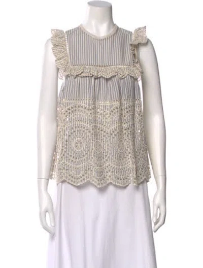 Pre-owned Zimmermann Striped Crew Neck Blouse In Blue