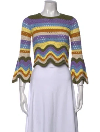 Pre-owned Zimmermann Striped Crew Neck Sweater In Blue