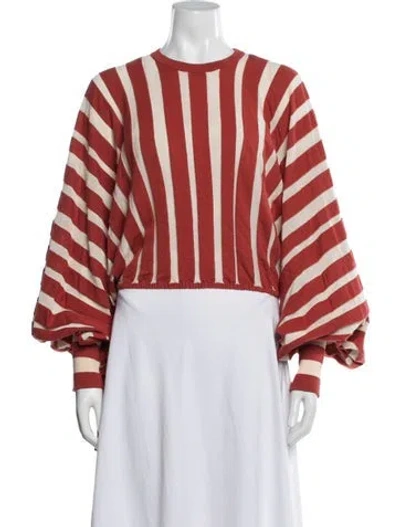 Pre-owned Zimmermann Striped Crew Neck Sweater In Orange