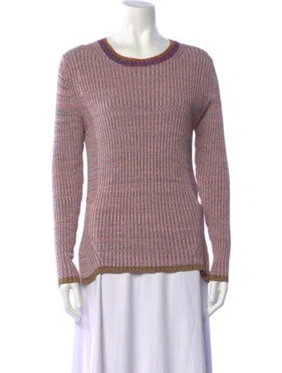 Pre-owned Zimmermann Striped Crew Neck Sweater In Pink