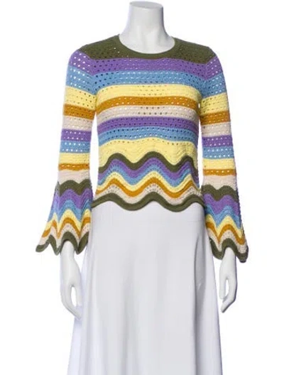 Pre-owned Zimmermann Striped Crew Neck Sweater In Yellow