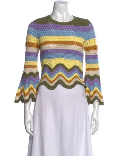 Pre-owned Zimmermann Striped Crew Neck Sweater In Yellow