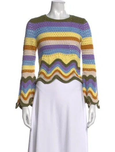 Pre-owned Zimmermann Striped Crew Neck Sweater In Yellow