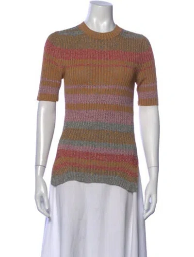 Pre-owned Zimmermann Striped Crew Neck Sweater In Yellow