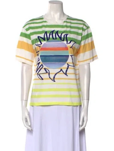 Pre-owned Zimmermann Striped Crew Neck T-shirt In Green