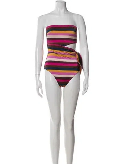 Pre-owned Zimmermann Striped Cutout Accent One-piece In Multi