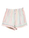 Zimmermann Striped Fringed Shorts In Blue