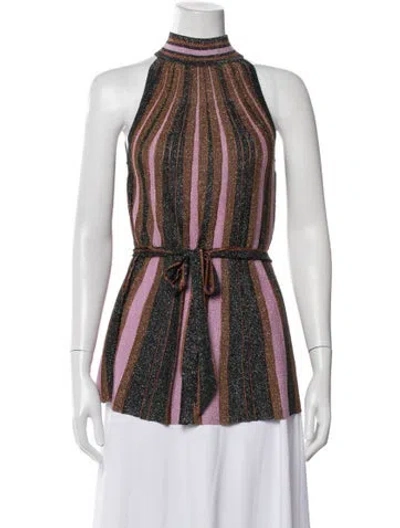 Pre-owned Zimmermann Striped Halterneck Top In Pink