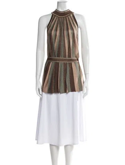 Pre-owned Zimmermann Striped Halterneck Top W/ Tags In Brown