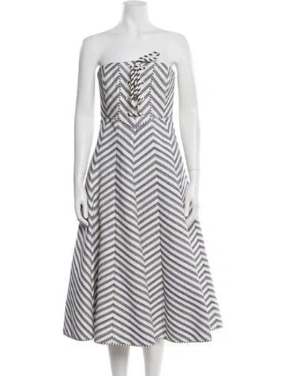 Pre-owned Zimmermann Striped Knee-length Dress In White
