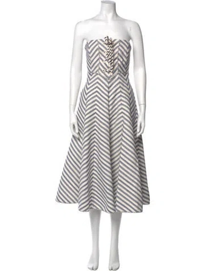 Pre-owned Zimmermann Striped Knee-length Dress In White