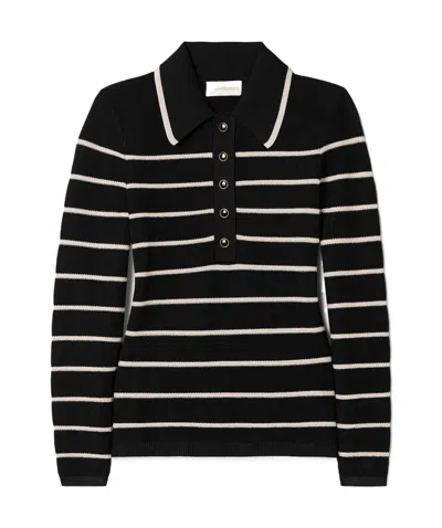 Zimmermann Striped Knitted Top In Black