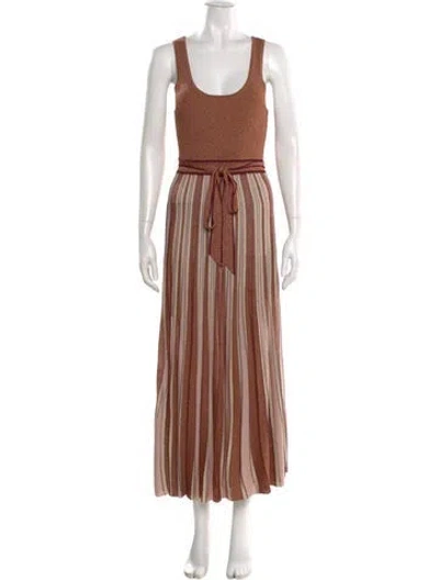 Pre-owned Zimmermann Striped Long Dress In Brown