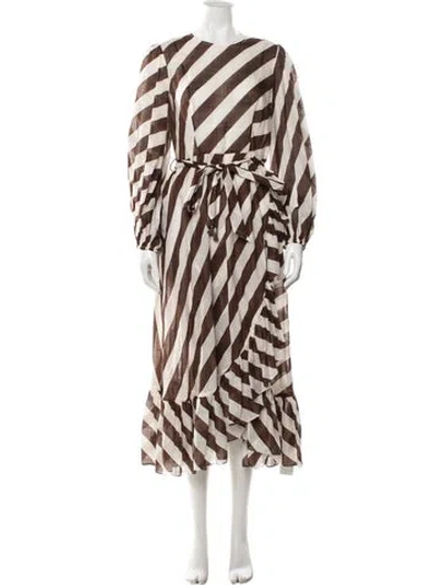 Pre-owned Zimmermann Striped Long Dress In Brown