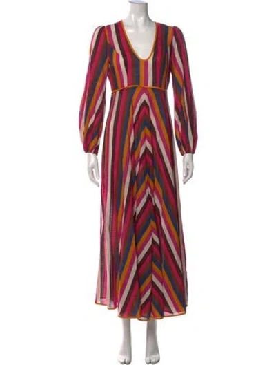 Pre-owned Zimmermann Striped Long Dress In Brown