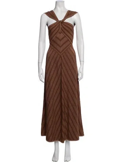 Pre-owned Zimmermann Striped Long Dress In Brown