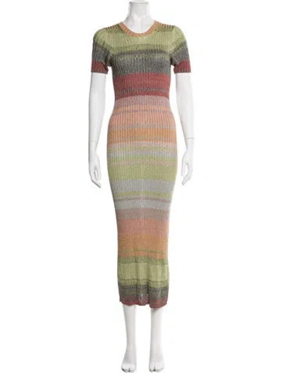 Pre-owned Zimmermann Striped Long Dress In Green