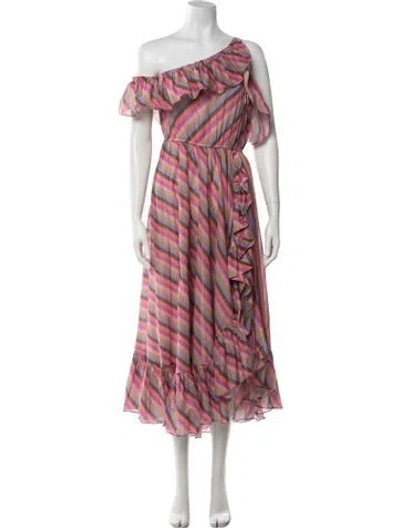 Pre-owned Zimmermann Striped Long Dress In Green/pink/purple