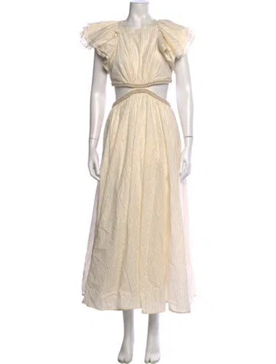 Pre-owned Zimmermann Striped Long Dress In Metallic/neutrals