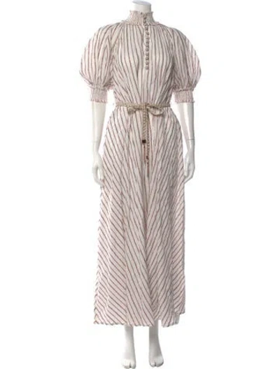 Pre-owned Zimmermann Striped Long Dress In Metallic/neutrals