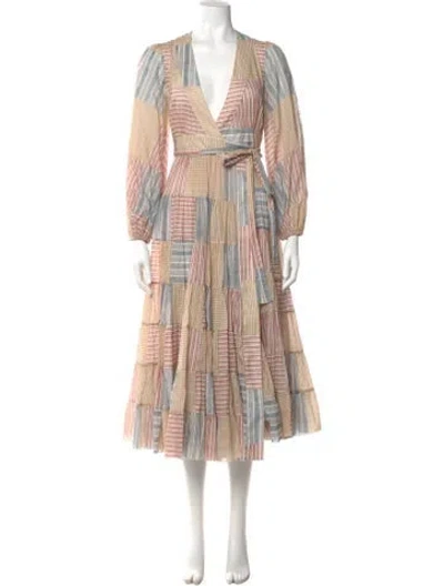 Pre-owned Zimmermann Striped Long Dress In Neutral