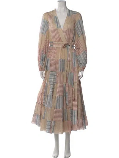 Pre-owned Zimmermann Striped Long Dress In Neutral