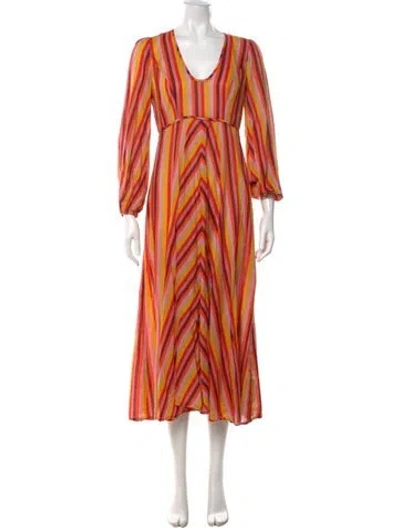 Pre-owned Zimmermann Striped Long Dress In Orange