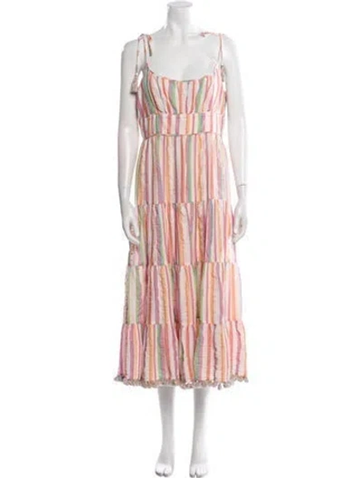 Pre-owned Zimmermann Striped Long Dress In Pink