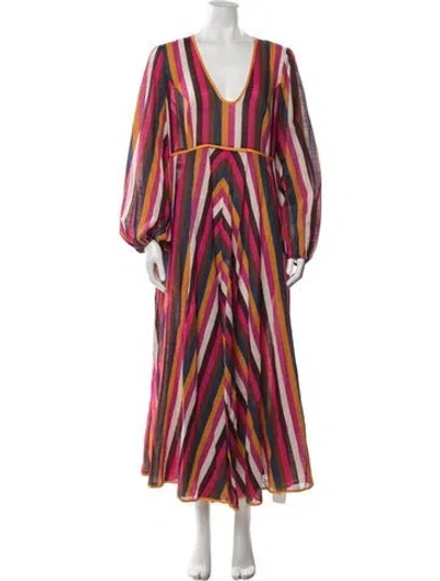 Pre-owned Zimmermann Striped Long Dress In Pink