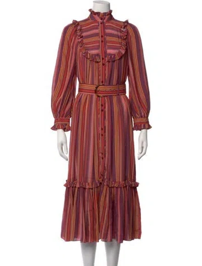 Pre-owned Zimmermann Striped Long Dress In Pink