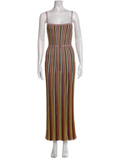 Pre-owned Zimmermann Striped Long Dress W/ Tags In Orange