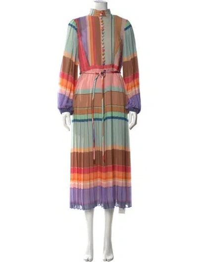 Pre-owned Zimmermann Striped Long Dress W/ Tags In Pink