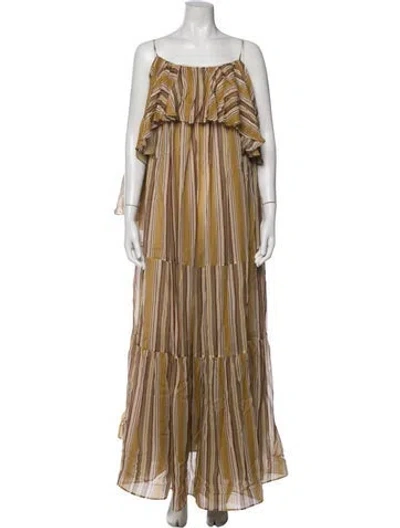 Pre-owned Zimmermann Striped Long Dress W/ Tags In Red/yellow