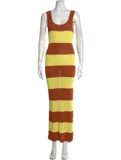 Pre-owned Zimmermann Striped Long Dress W/ Tags In Yellow