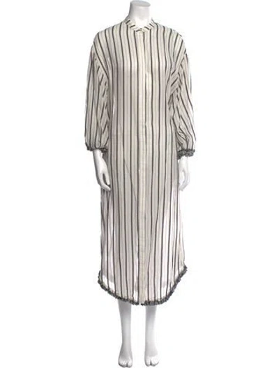 Pre-owned Zimmermann Striped Long Dress In White