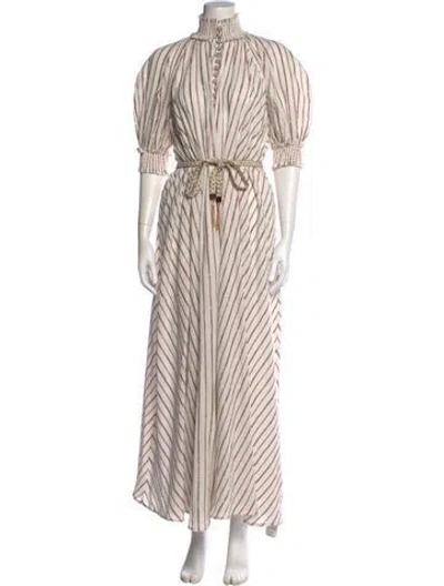 Pre-owned Zimmermann Striped Long Dress In White