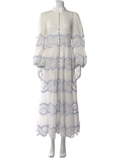 Pre-owned Zimmermann Striped Long Dress In White