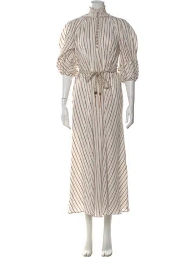 Pre-owned Zimmermann Striped Long Dress In White